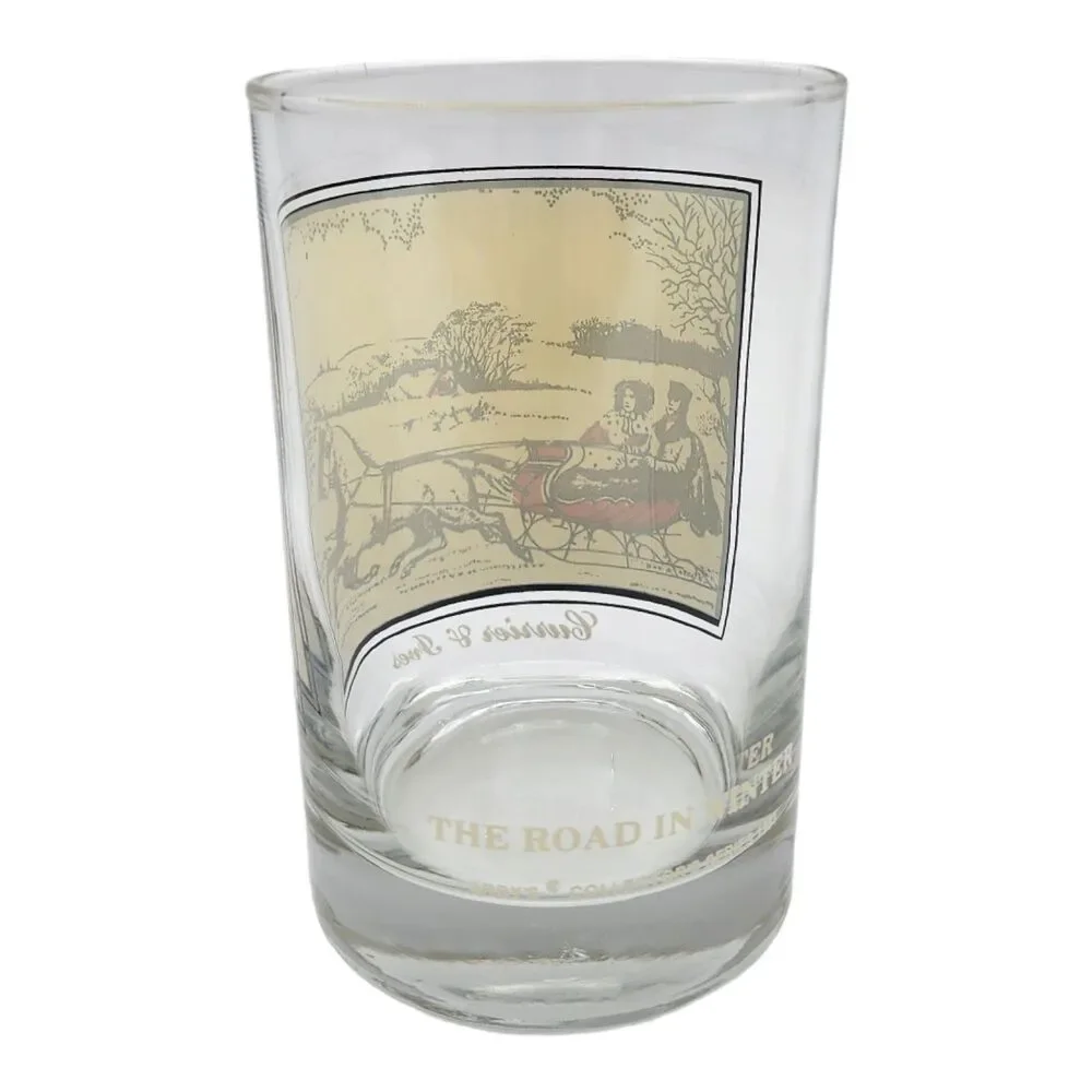 Vintage 1981 Arby’s Currier & Ives Glass #1 The Road in Winter Holiday Sleigh
